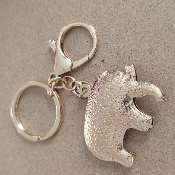 Gold Elephant with Crystals Keychain Bag Charm - Picture 4 of 5